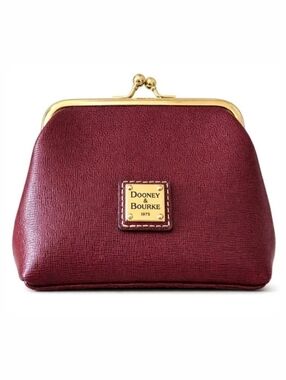 Dooney & Bourke Cranberry Saffiano Kisslock Coin Purse Large Frame NWT Red